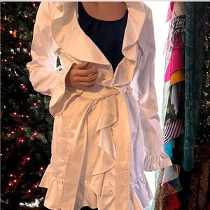 bebe vintage ruffle trench jacket